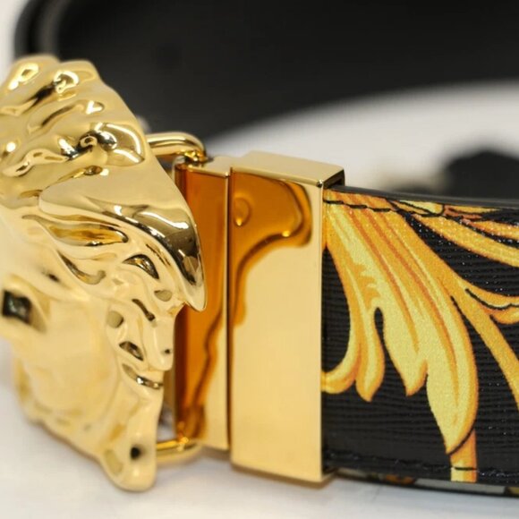 Versace Barocco Reversible Leather Belt Print size 100 - Black/Gold - Picture 8 of 10
